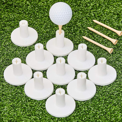 Sumind 10 Set Golf Rubber Tee Holder Set - Driving Range Golf Practice Mat Indoor Outdoor Size 1.5 Inch (10 Rubber Tee