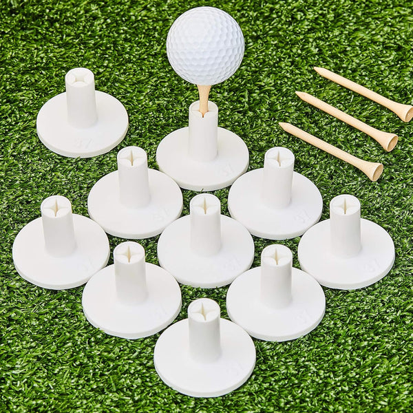 Sumind 10 Set Golf Rubber Tee Holder Set - Driving Range Golf Practice Mat Indoor Outdoor Size 1.5 Inch (10 Rubber Tee