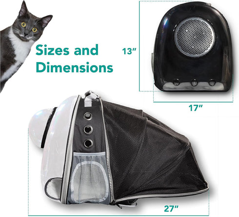 LaLuz2021 Cat Backpack Bubble Dog Carrier, Expandable Tent Double Bubble Capsule with Plush Mat & Leash Clip