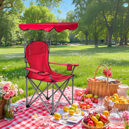 Heavy Duty Canopy Lounge Chair with Sunshade - Ideal for Travel