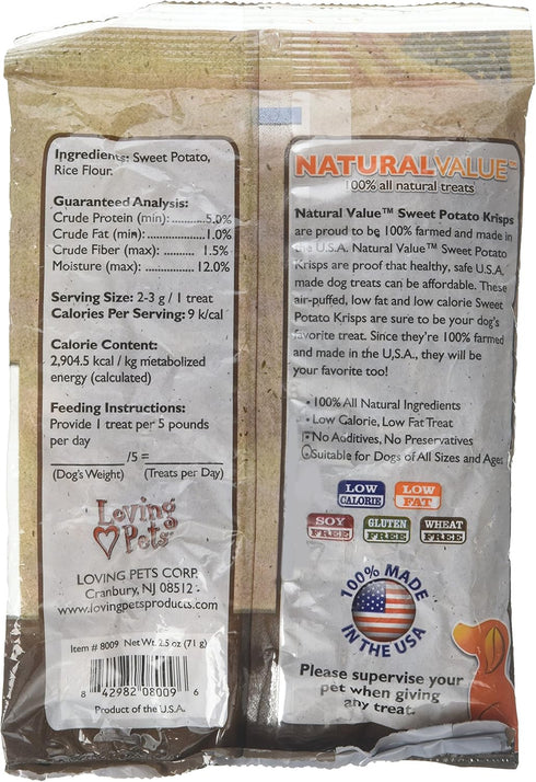 Loving Pets Natural Value Sweet Potato Krisp Dog Treat 2.5 ounces