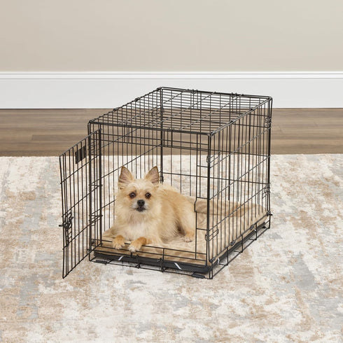 MidWest Homes For Pets QuiteTime Deluxe Wave Bolster Bed for Small Dogs, Tan, 24", Machine Wash and Dry