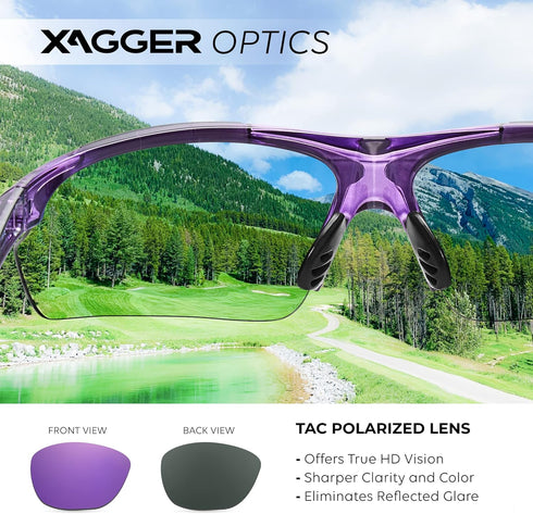 Xagger Polarized Wrap Around Sport Sunglasses for Men Women, UV400 Baseball Softball Glasses