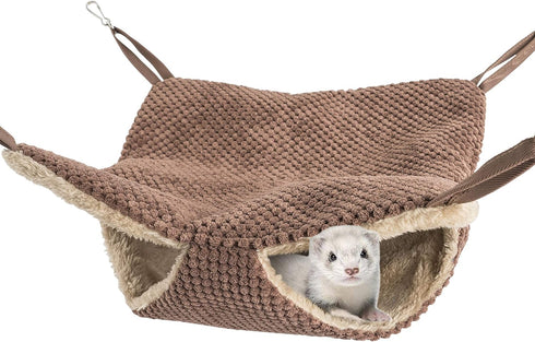 Niteangel Snuggle Sack Pet Hammock Swing for Ferret, Rats, Suger Glider, Squirrels - Chocolate Napping Bed Pocket