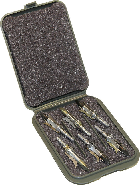 MTM BHM Mechanical Broadhead Case, Stores 6 Broadheads, Compact Size, USA Made, Army Green