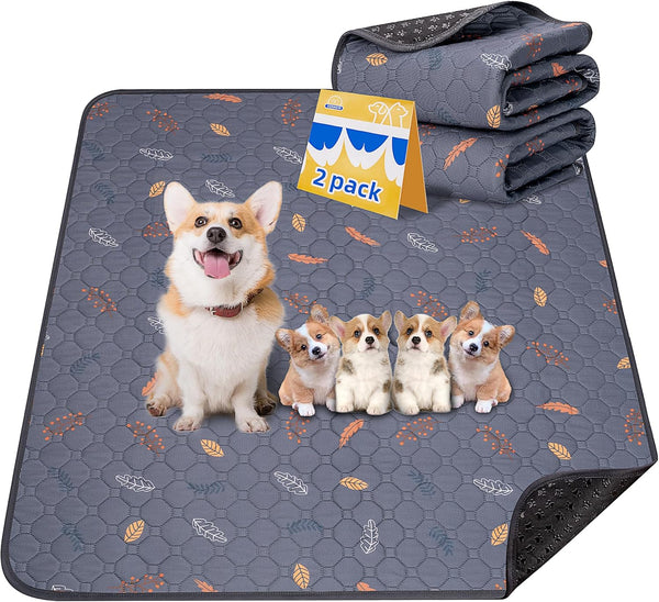 Washable Pee Pads for Dogs, 2 Pack Super Absorbent Non-Slip Reusable Pads for Dog Playpen, Crate, Floor