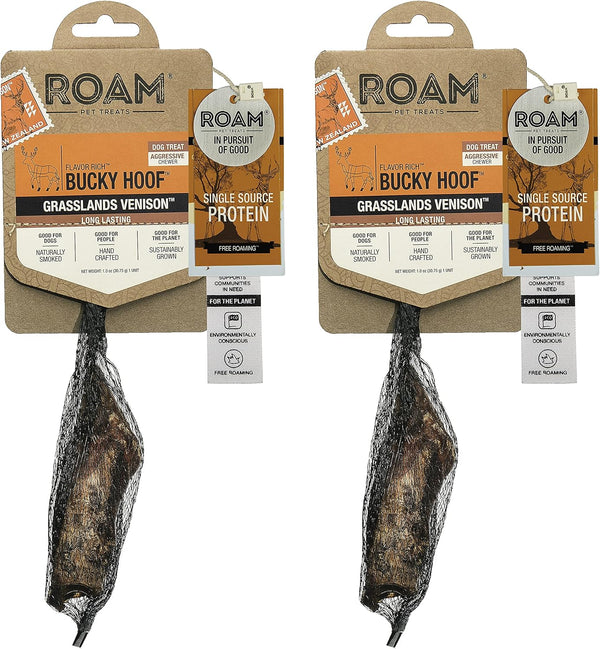 ROAM Pet Treats Bucky Hoof Pack of 2 – Grasslands Venison Hoof Dog Chew, Single Ingredient, Grain-Free