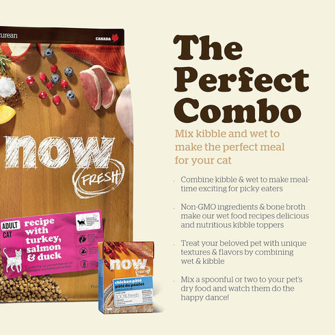 Now Fresh Dry Cat Food, Turkey, Salmon and Duck Recipe - 3 lbs Grain Free Cat Food