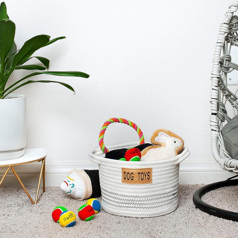 Midlee Small Dog Toy Rope Cotton Basket