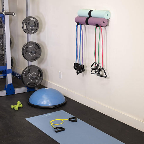 StoreYourBoard Yoga Mat Storage Rack | Foam Roller, Exercise Bands, Wall Hooks Gym Organizer