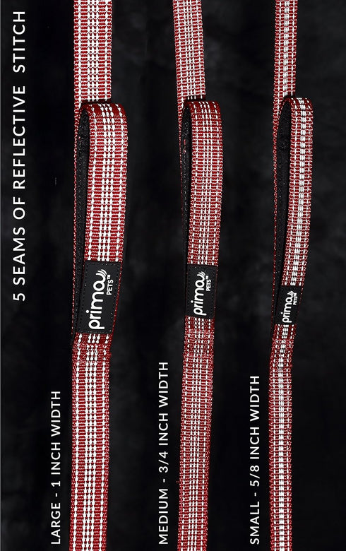 Reflective 4 Feet Nylon Dog Leash with Padded Double Handles, Durable Traffic Handle for Small Dogs, RED