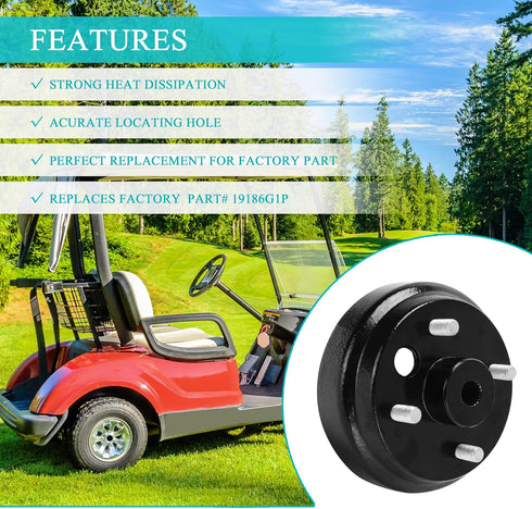 Golf Cart Brake Drum Hub Assembly for EZGO TXT PDS 1982-up Electric & 1982-1993 2-Cycle Gas, Replace OEM# 19186G1P