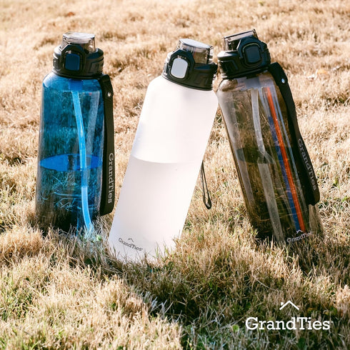 GRANDTIES Sports Tritan Plastic Water Bottle with Straw, Leakproof BPA Free, Dishwasher Safe for Gym and Outdoor
