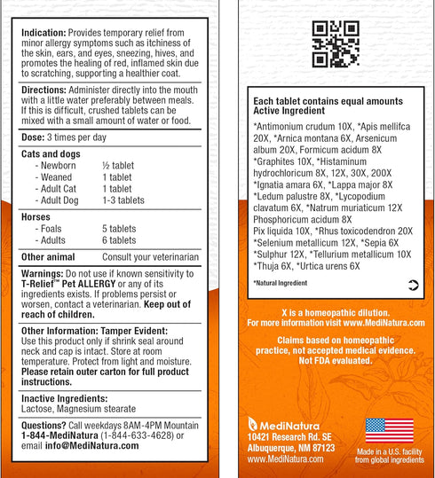 T-Relief Pet Allergy Support for Dogs & Cats, Natural Medicine for Itchy Relief, Healthy Skin & Coat, 90 Tablets