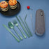 Portable Stainless Steel Flatware Set, Travel Camping Cutlery with Waterproof Case, Green