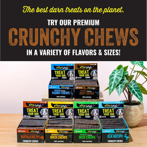 etta says! Crunchy Premium Dog Chews, 4.5" Buffalo Dog Chews - Made in The USA, Grain-Free, 36 Count