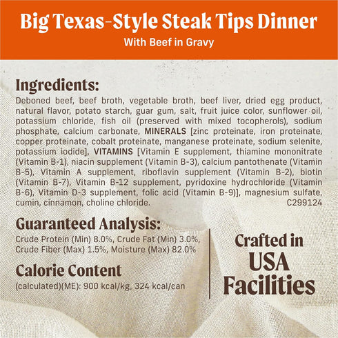 (Pack 12) 12 Merrick Chunky Grain Free Premium And Wholesome Canned Dog Food, Real Meat Big Texas Steak Tips Dinner