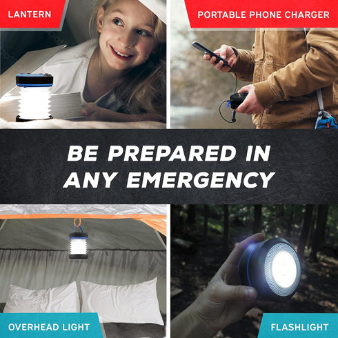 KIZEN Solar Camping Lantern - LED Emergency Flashlight, Collapsible Lamp, Rechargeable with Solar or Plug