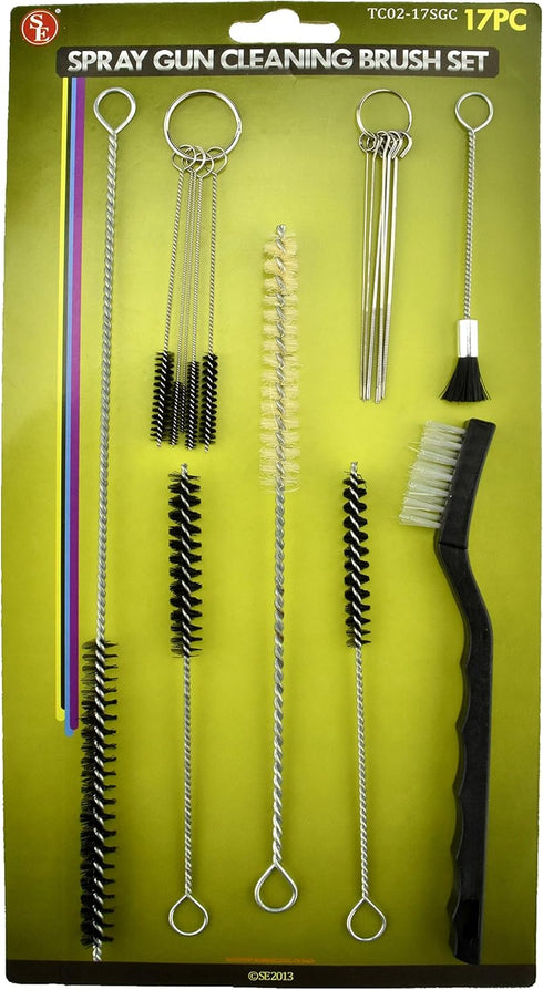 SE Brush Cleaning Sets for Spray and Paint Guns, Barrels, and Tools - Nylon Bristles in Varying Sizes