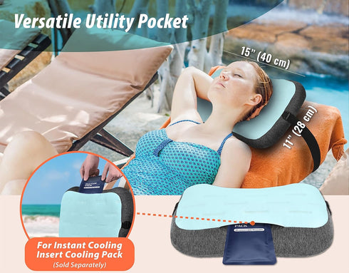 TREKOLOGY Beach Pillow, Inflatable Sand Pillow with Removable Cover and Sand Bag for Windy Beaches