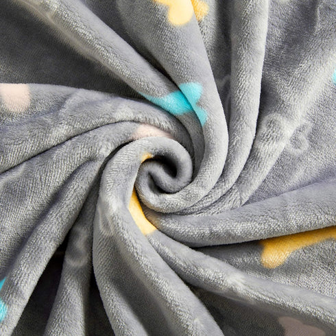 Allisandro Luxurious Dog Blanket - 350 GSM Super Fuzzy Microplush Fleece for Small Medium Large Dogs, Grey Bone