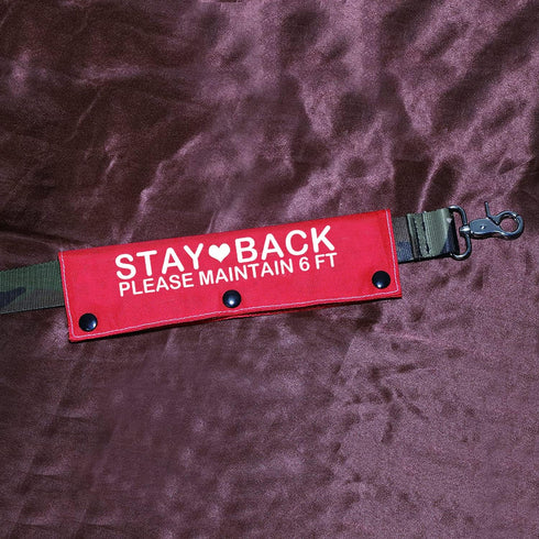 Funny Dog Leash Sleeve - Stay Back Please Maintain 6 Ft Leash Wrap with Hanging ID Patch