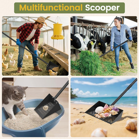Dreamillo 15.7 40-67 Alloy Steel Chicken Poop Scooper for Sand - Extra Large Chicken Coop Scoop - Simplified Cleaning
