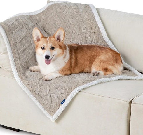 Bedsure Waterproof Dog Blankets for Medium Dogs, Washable Pet Blanket for Couch Protector, 30"x40", Taupe