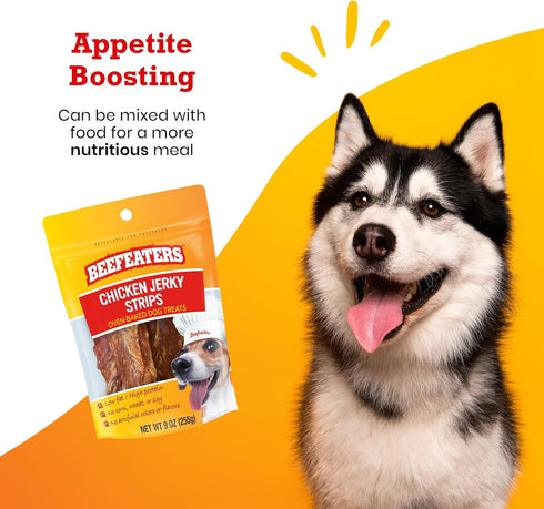 Beefeaters Dog Treats, Chicken Jerky Strips, 9oz, 100% Real Chicken Breast, Grain-Free