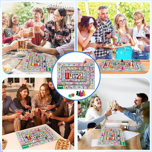 21+, 2-8 Fofeadm Drinking Board Games for Adults, Rubber Mat Drinking Board Game, Funny Party Interactive Drinking