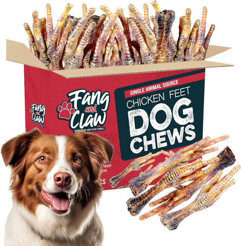 Fang and Claw 75 Count Pack Nail-Free Chicken Feet for Dogs, Bulk Single-Ingredient Air-Dried Dog Chews, Glucosamine