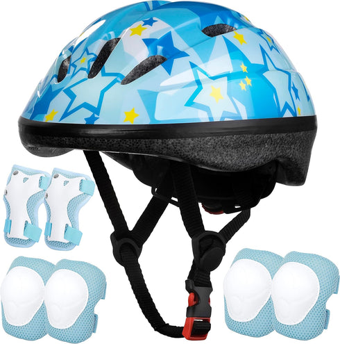 Kids Helmet Adjustable for Ages 3-8, Boys Girls, Toddler Helmet with Protective Sports Gear Set, Knee Elbow Pads, Wrist