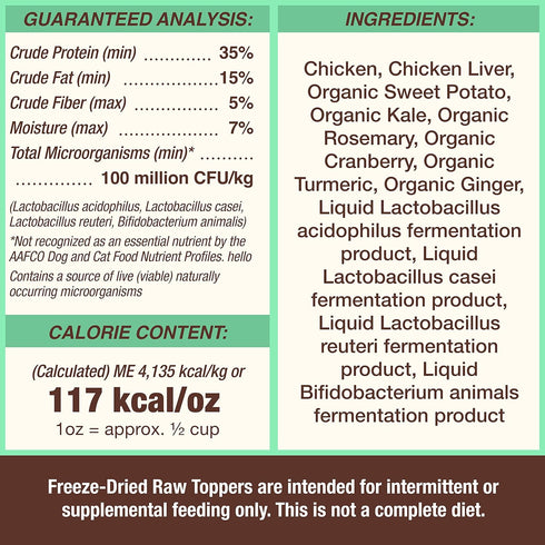 Primal Freeze Dried Raw Dog & Cat Food Topper, Cupboard Cuts, Grain Free Meal Mixers with Probiotics, Chicken, 18 oz