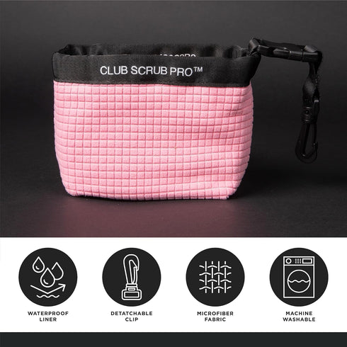 Golf Club and Ball Cleaning Bag, Waterproof Clean Face Technology, Machine Washable, Detachable Clip, Cleans Club