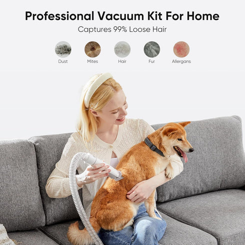 5-in-1 2.5L 3 5 Trimmer NEWBULIG Pet Grooming Vacuum Kit, Dust Cup, Suction Modes and Groomer Tools, Dog Clippers
