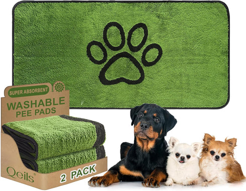 Qeils Reusable Dog Pee Pads, 2 Pack Super Absorbent & Leakproof Washable
