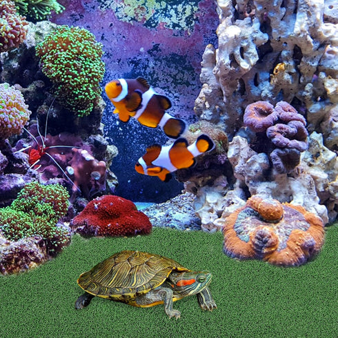 jojofuny Artificial Grass Turf, Turtle Basking Ramp, Aquatic Grass Lawn, Simulation Grass for Pet, Fish Tank Reptile Ramp Terrace Turtle Resting Basking Platform