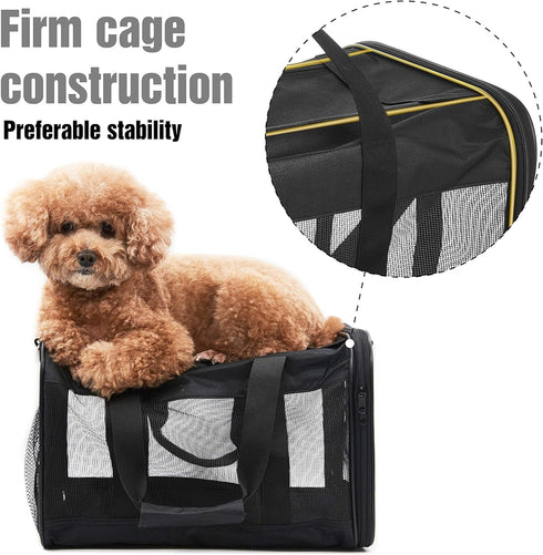 FluffyDream Pet Travel Carrier, Soft Sided Portable Bag for Cats, Small Dogs, Kittens or Puppies 17 lbs Max (Medium)