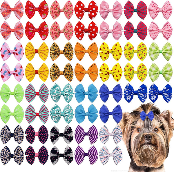 PET SHOW 20 Pairs Big Bowknot Dog Hair Bow Clips with French Barrette for Small, Medium, Large Dogs
