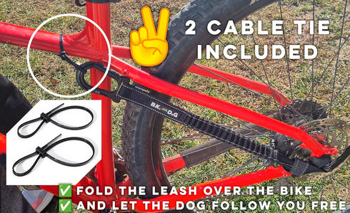 BIKE AND DOG Dog Leash and Harness for Bicycle, Patented with 3 Rings, Includes 2 Special Cable Ties (Fluorescent