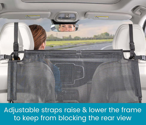 High Road Back Seat Barrier for Dogs - Car Divider for Dogs for Behind Front Seat - Padded Steel Frame with Heavy Duty