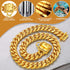 Dog Chain Collars - Gold Chain Dog Collar 14mm Cuban Link with Secure Snap Buckle, 18K Stainless Steel, Includes Dog