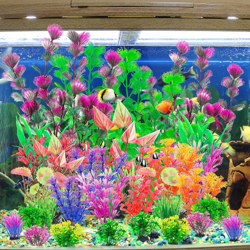 30Pcs Aquarium Plants, Fish Tank Accessories, Artificial Aquatic Plants, Full Set of Decorations