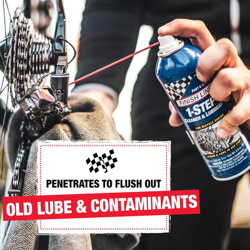 1-Step 17 oz Finish Line Bike Chain Cleaner and Lubricant Cleans, Lubricates & Protects in One Application, Helps