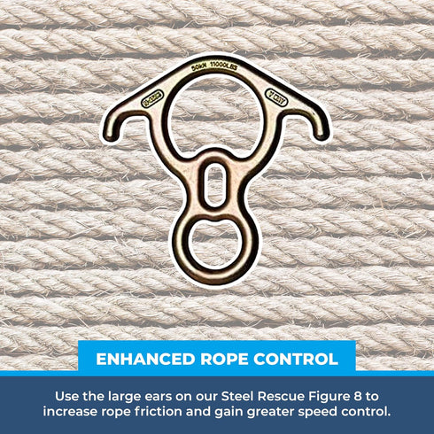 Rock-N-Rescue Steel Rescue 8 with Ears - Rescue Gear for Arborists and Outdoor Adventurers