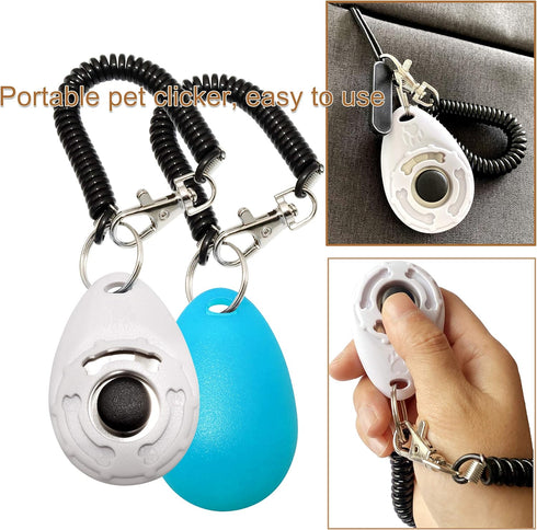 Training Clicker for Pets - Dog, Cat, Horse, Bird, Dolphin, with Wrist Strap, 2 Pack