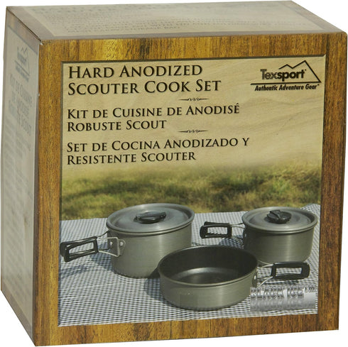 Texsport Black Ice The Scouter 5 pc Hard Anodized Camping Cookware Set with Storage Bag