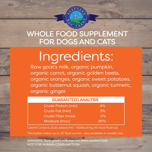 Freeze Dried Raw Goat Milk with Probiotics for Dogs & Cats, Organic USA Veggies & Fruits, High Protein Food Toppers