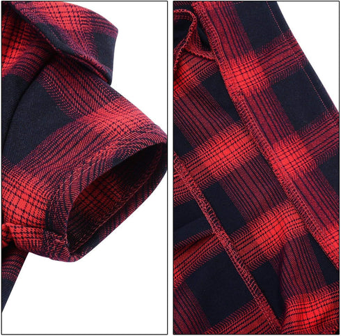 Koneseve Dog Shirt - Pet Plaid T-Shirt for Small Dog Cat Puppy, Cozy Halloween and Christmas Costumes (Red; L/Large)