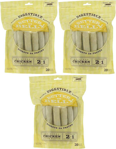 Better Belly Small Roll Bones - 60 Bones (3 Packs with 20 Bones Each)
